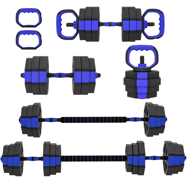 Soozier 6-in-1 Adjustable Dumbbell Set, 55lbs Free Weights Set, Blue