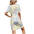 thumbnail image 4 of Pisexur Robe à Manches Courtes Col Rond Mode Femmes Été Manches Courtes Décontractée Robe Col Rond Confort Ample Ameublement Maison Couleur Col en V Plissé Polyvalente Slim Robe Femmes, 4 of 4