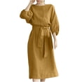 thumbnail image 2 of Fshaion Robe d'Été pour Femmes 2024 Grande Taille Col Rond Ample Manches Courtes Unie Mi-Mollet Robe Longue Liquidation à Moins de 10!, 2 of 8