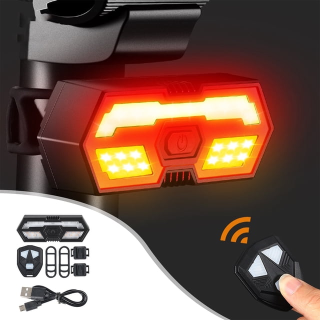 Dvkptbk Bicycle Tail Lights Remote Control Taillights for Bicycles with Horn Prompt Sound Turn Signal Lights USB Charging Taillights Bicycle Accessories