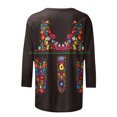 thumbnail image 5 of HKEJIAOI Hauts pour Femmes à Manches 3/4, Imprimé Floral, Col Ras du Cou, TTG, Blouse d'Été, 5 of 5
