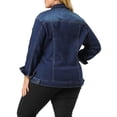 thumbnail image 3 of Agnes Orinda Women's Plus Size Jean Jacket Stitching Button Washed Denim Outerwear Coat L Dark Blue, 3 of 8