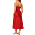 thumbnail image 3 of INSPIRE CHIC Nuisette d'Halloween en Satin pour Femme, Col en V, Sans Manches, Maxi Chemise de Nuit avec Bretelles Spaghetti Ajustables et Détail Plissé, Robe de Détente Soyeuse, Rouge Moyen, 3 of 6