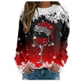 thumbnail image 2 of TIMIFIS Chandail de Noël Surdimensionné pour Femmes, Décontracté et Mignon, Imprimé Flocon de Neige et Verre de Vin Rouge, Col Rond, Chandail à Enfiler, Cadeaux pour Femmes pour Noël, 2 of 5