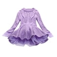 thumbnail image 1 of MeetoTime Girls Clothes 2-11 Years Solid Color Round Neck Long Sleeve Hem Mesh Sweater Dresses for Girl, 1 of 2
