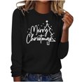 thumbnail image 1 of Timegard Womens Tops Merry Christmas Print Long Sleeve Crewneck Pullover Casual Loose Comfy Tops Fall, 1 of 4
