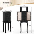 thumbnail image 3 of Gymax Armoire à Bijoux Miroir avec Miroir Rabattable et 4 Tiroirs, Noir, 3 of 9