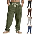 thumbnail image 1 of Styesk Men's Pants Men's Solid Color Casual Elastic Waistband Drawstring Pocket Workwear Pants, 1 of 8