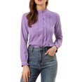thumbnail image 1 of INSPIRE CHIC Women's Lace Mock Neck Long Sleeve Cotton Button-Down Shirt, 1 of 5