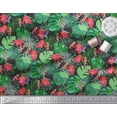 thumbnail image 3 of Soimoi Polyester Crepe Fabric Tropical Leaves & Flamingo Bird Printed Fabric 1 Yard 52 Inch Wide, 3 of 3