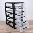 thumbnail image 4 of Multifunctional Five-layer Storage Cabinet Plastic Drawer Type Closet Portable Dustproof Storage Case Organizer Sundries Holder (Black and Transparent), 4 of 6