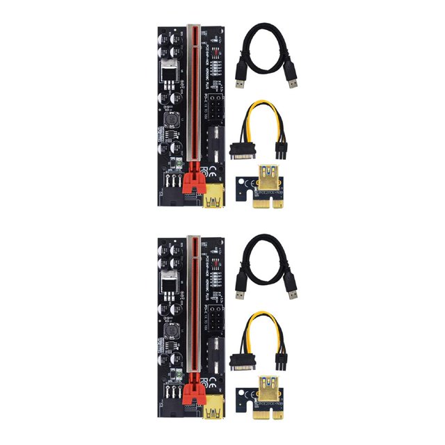 tredstone 5x USB 3 Riser Board VER009S GOLD PCI-E 1x to 16x Powered 60cm PCIe Extender Red Slot+Black Wire 2Set