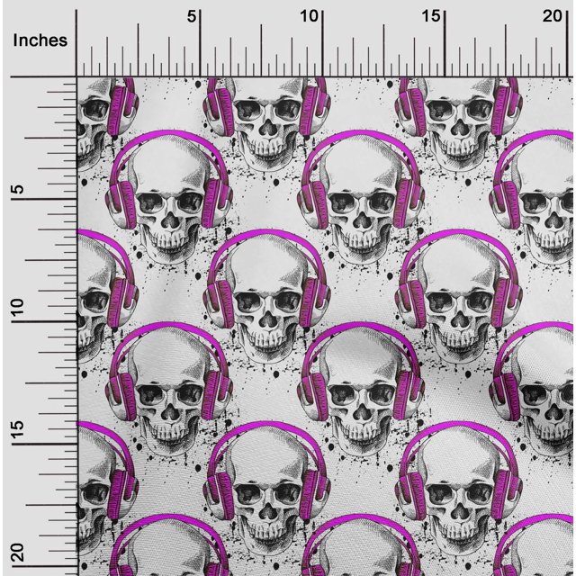 oneOone Rayon Purple Fabric Skull Sewing Craft Projects Fabric Prints By Yard 56 Inch Wide