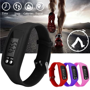 Bracelet Montre Numérique Sport Course en Silicone Podomètre Calories Pas Compteur
