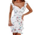thumbnail image 3 of Kcodviy Robe Bohème à Fleurs pour Femme Robe d'Été Longueur Genou Imprimée Décontractée à Col en V Robe Maxi pour Femme Décontractée Fête Soirée Été Plage, 3 of 9