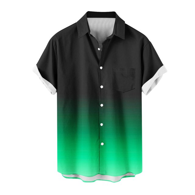 fatyb Button down Shirts for Men Short Sleeve Lightweight Beach Shirts Summer Gradient Collar Blouses