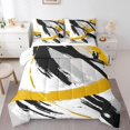 thumbnail image 1 of YST Gradient Abstract 7-Piece Comforter Set, King Size, Modern Art Inspired Bedding, Black Grey Yellow, 1 of 4