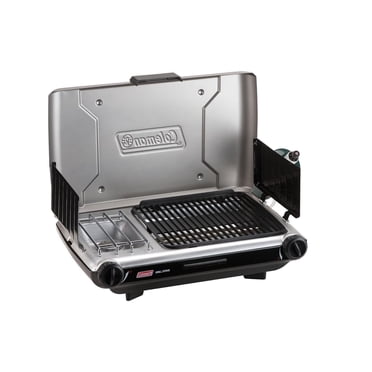 Coleman Tabletop 2 in 1 Camping Grill/Stove, 2 Adjustable Burners, 20,000 BTUs - Great for Camping, Tailgating, Grilling