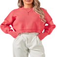thumbnail image 2 of Ladies‘ Solid Color Knit Sweater with Long Sleeves and Loose Fit, 2 of 9