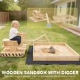 thumbnail image 4 of Qaba Wooden Sandbox with Digger, Outdoor Kids Sandbox with 360° Seat, 4 of 10