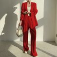 thumbnail image 2 of Timegard 2 Piece Suits Set for Women Button V Neck Open Front Jackets Business Office Wide Leg Pant Blazer Outfits, 2 of 6