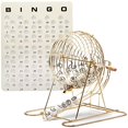 thumbnail image 1 of Professional Bingo Game Set. Including Extra Large Brass Bingo Cage, 1.5-Inch Ping Pong Style Bingo Balls, Plastic Masterboard (Metal Base Cage Set), 1 of 4