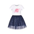 thumbnail image 1 of Robe Fille Paillettes Planète Étoile Argent Perles Tulle Manches Courtes 7 Ans, 1 of 1