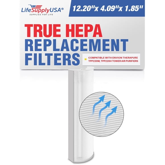 LifeSupplyUSA Filtre HEPA Véritable Compatible de Remplacement pour Envion Therapy TPP220M, TPP220H Purificateurs d'Air Tour, Pièce TPP220F (1 Paquet)