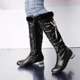 thumbnail image 1 of EGNMCR Bottes Hauteur Genou Bottes pour Femmes Grande Taille avec Bout Rond Imprimé en Relief Cuissardes, 1 of 7