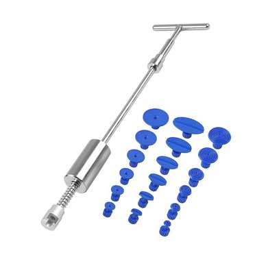 Amdohai Kit d'Extracteur de Bosses Sans Peinture Outils pour Bosses de Voiture Barre en T Marteau Coulissant+ 18 Pcs Languettes d'Extracteur de Colle pour Véhicule VUS Voiture Carrosserie Auto Dissolvant de Dommages de Grêle