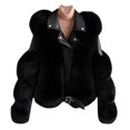 thumbnail image 1 of LOVZFMLL Jackets for Women's Lamb Hair Short Coat New Zipper Motorcycle Style Jacket, 1 of 3