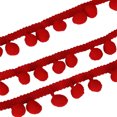 thumbnail image 1 of maskred 5 Yards Pom Ball Lace Unique Style With Vibrant Trim Easy To DIY Crafts bright Red, 1 of 6