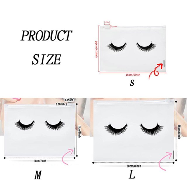 pitrice 50 Compter les Cils Sacs de Rangement de Toilettes Réutilisables Sacs de Maquillage avec Fermeture à Glissière Adorable 20x15cm Rose