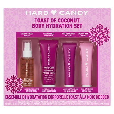 Hard Candy Toast of Coconut huile corporelle, exfoliant corporel et baume à lèvres coffret-cadeau pour elle