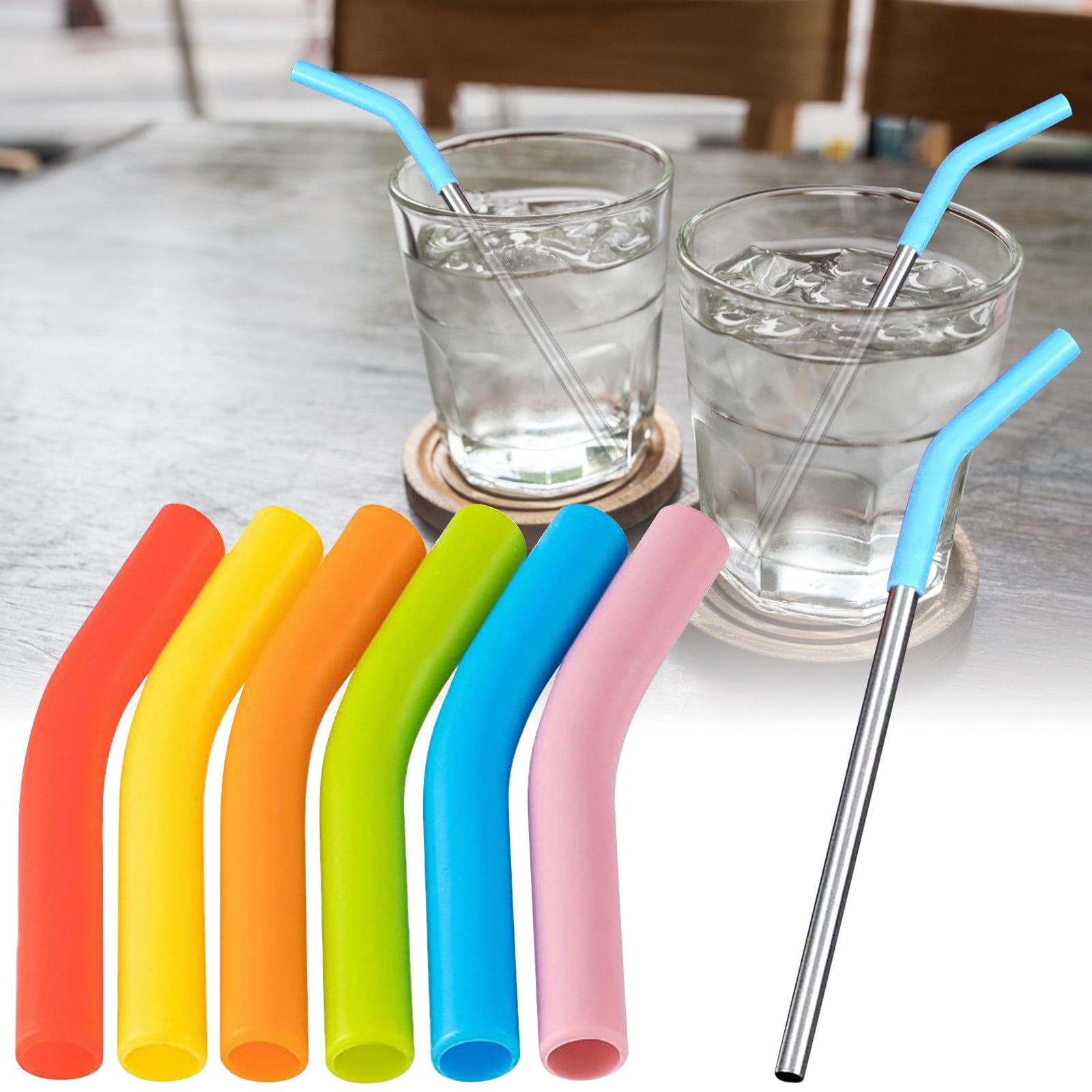 Binwennn T Post Caps 6 Piece Colored Silicone Straw Cover Set Reusable Straw Replacement Straw Extender Tip Silicone Straw Elbow Tip Outer Diameter Metal Stainless Steel Straw Accessory