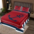 thumbnail image 2 of Erosebridal Anchor Print Coverlet Set Twin, Nautical Theme Bedding Set, Navy Red Bedroom Decor 2pcs, 2 of 5