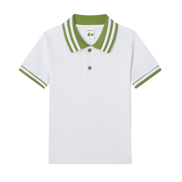 T-shirts Garçons Été Manches Courtes Classique Ample Doux Colorblock Polo Vert 11-12 Ans