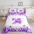 thumbnail image 2 of Erosebridal Ensembles de Literie Initiale Florale Double avec Couette, Insert de Couette Fleur Papillon, Déco de Chambre Ado, Réversible, 3 Pcs, 2 of 8