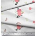thumbnail image 3 of Soimoi Tissu Voile de Coton Blanc Imprimé Feuilles & Roses Floral au Mètre 56 Pouces de Large, 3 of 3