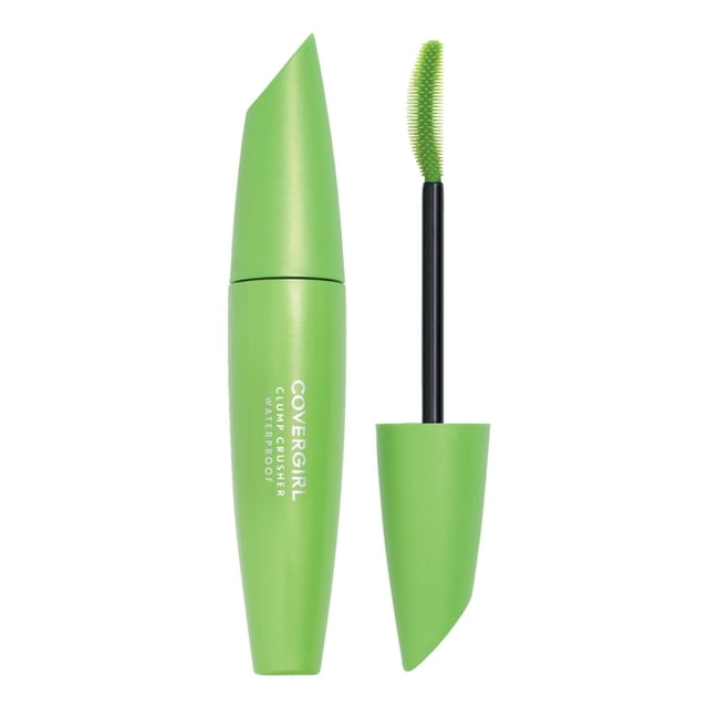 COVERGIRL Clump Crusher by Lash Blast Mascara in green waterproof tube with curved double-sided brush featuring fine tooth comb bristles for clump-free, root-to-tip volume and 20X more volume, cruelty-free formula ideal for enhancing lash separation.