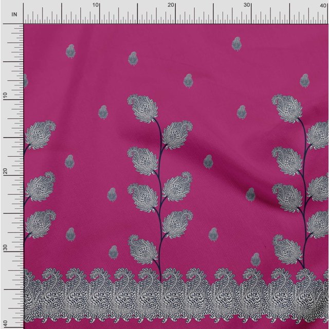Soimoi Polyester Crepe Fabric Paisley Panel Print Fabric by The Yard 52 Inch Wide