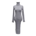 thumbnail image 4 of Kcodviy Robes d'Été à Col Roulé à Manches Longues pour Femmes, Robes Chandail de Travail pour Femmes, Robe Moulante Tricotée Décontractée d'Automne, Robe Midi, Robes Chandail, 4 of 4