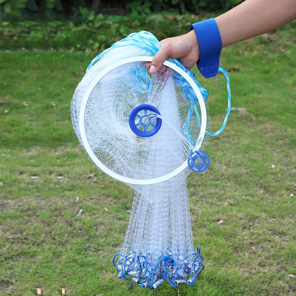 HURRISE Durable Nylon Fishing Net,Outdoor Nylon Monofilament American Style Cast Hand Throw Fishing Mesh Net , Hand Throw Fishing Net
