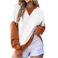 thumbnail image 4 of Posijego Ensemble de Survêtement pour Femmes 2 Pcs à Blocs de Couleur Col Rond Chandail Chandails en Molleton Pantalons Tenues de Détente, 4 of 7