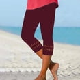 thumbnail image 3 of FNFYFH Clearance Womens 2 Pack Yoga Capri Pants Solid Color Leggings Set,Wine, 3 of 5