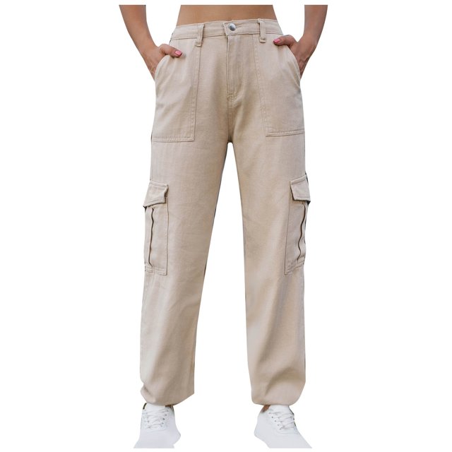 Timegard Womens Cargo Pants Pantalon Taille Haute à Bas Resserré Léger de Randonnée Uni avec Poches