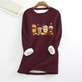 thumbnail image 1 of Hauts Mignons pour Femmes Col Rond Poche Épaissie Peluche Chaude Manches Longues Hauts pour Dames en Liquidation, 1 of 4