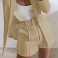 thumbnail image 1 of LOVZFMLL Women's Solid Suit Pant With Pockets Waisted Shorts With Belt Beige M, 1 of 6