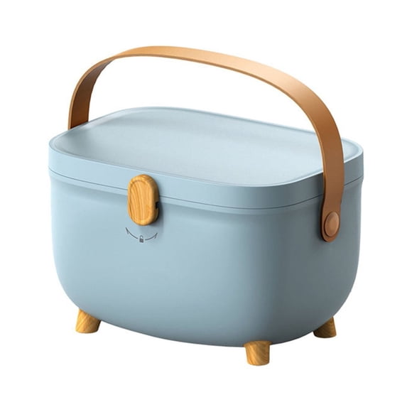CHUANK Double Layers Multi Grid Large Capacity Medical Organizer Medicine Storage Box Plastic Oval First Aid Box Emergency Bins for Home Dorm Outdoor Blue