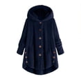 thumbnail image 2 of Qertyioot Women Plus Size Button Plush Tops Hooded Loose Cardigan Wool Coat Winter Jacket, 2 of 7